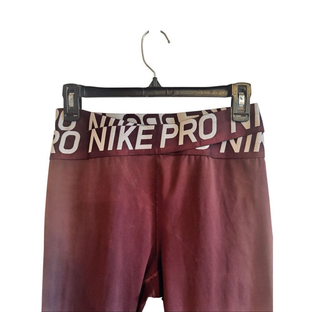 Nike Pro Dri-FIT Leggings Women’s Large Burgundy Compression Workout Athletic
